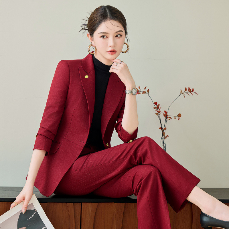 Women'S Red Formal Wear - 여성용 레드 수트 세트, 가을 및