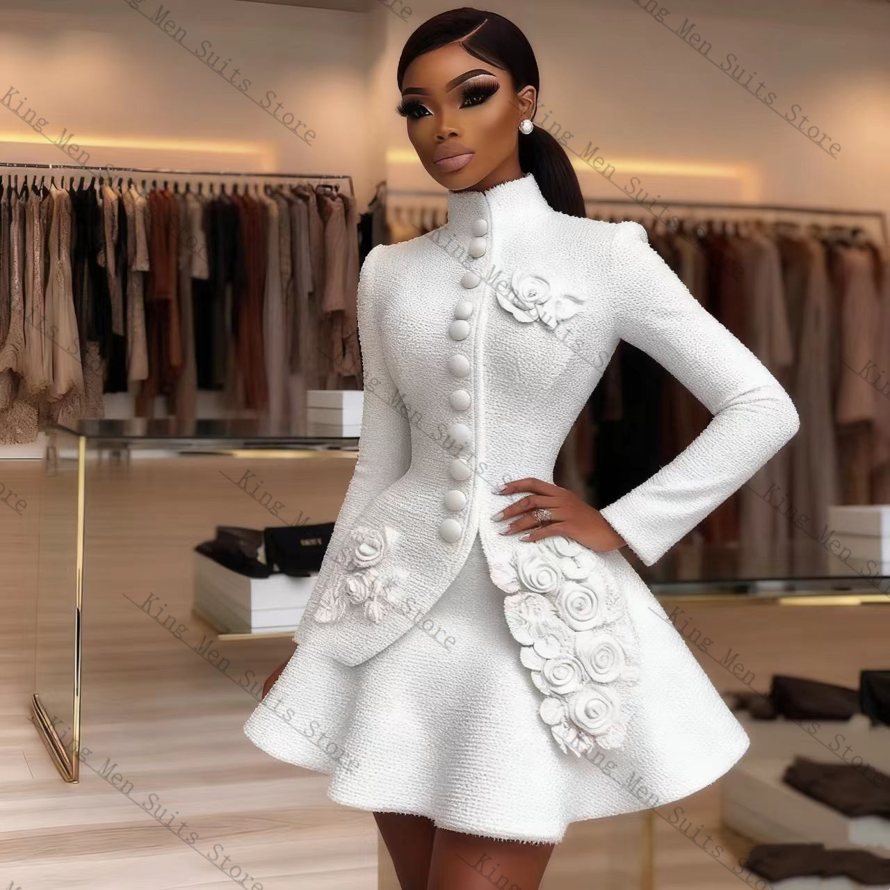 Women Formal Wear Coat - 럭셔리 화이트 여성 정장 세트 2피스