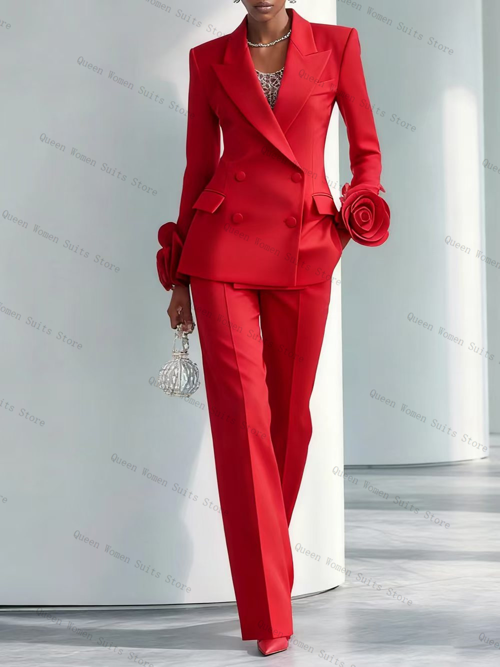 Women'S Formal Wear Wedding - 럭셔리 레드 여성 정장 세트 2피스