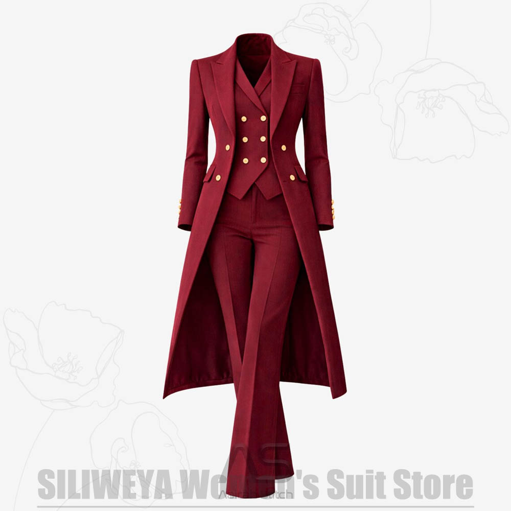 Women'S Formal Wear Wedding - 여성 정장 3피스 더블 브레스티드 롱