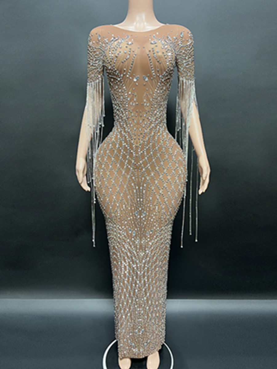 Women'S Formal Wear Wedding - 여성을위한 럭셔리 크리스탈 인어 이브닝 가운