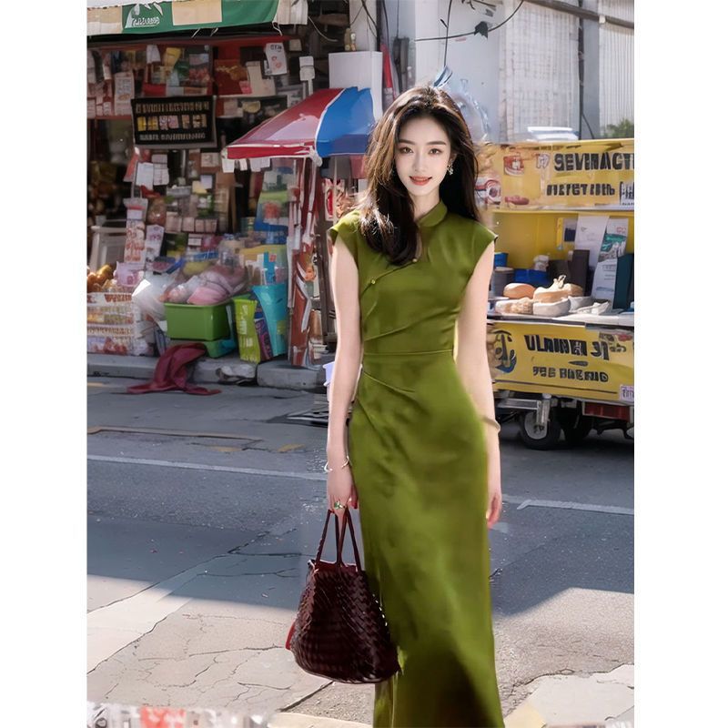 Women'S Green Formal Wear - 2024 새로운 녹색 중국 스타일 Cheongsam