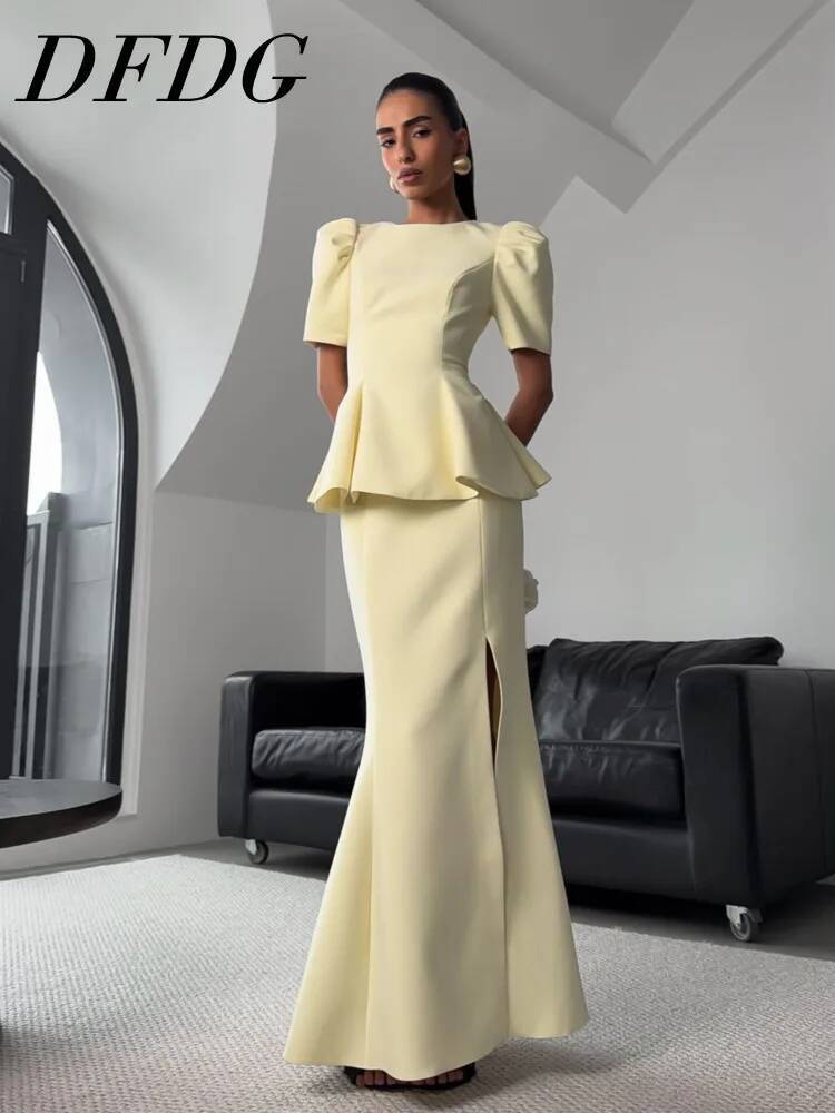 DFDG 여성 2026 봄 여름 투피스 퍼프 소매 페플 - Woman Formal Wear 리뷰 및 가격