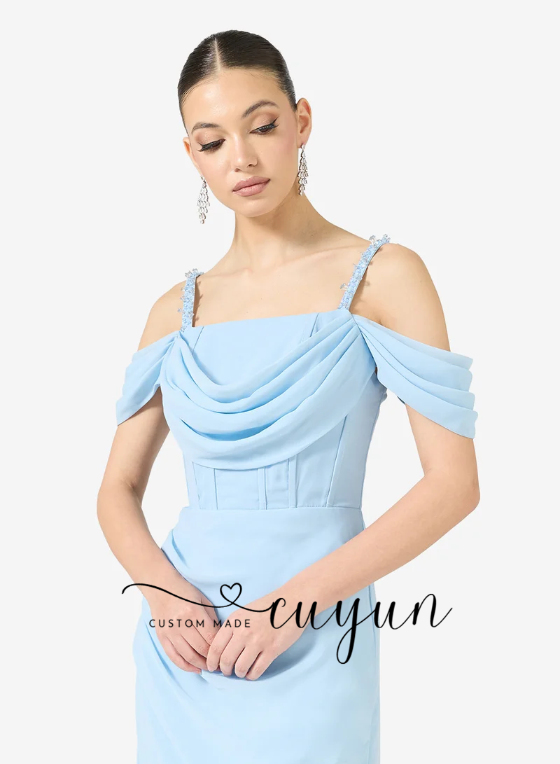 CUYUN 맞춤형 하늘색 정장 이브닝 드레스 디너 연회 - Women'S Formal Dinner Wear 리뷰 및 가격