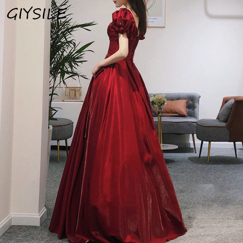이브닝 원피스 레드 브이넥 반팔 롱 스커트, 섹시한 백 - Women'S Formal Dinner Wear 리뷰 및 가격