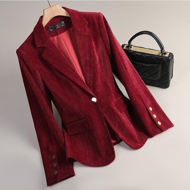 옐로우 골드 벨벳 블레이저 여성 가을 ​​겨울 캐주얼  - Women Formal Wear Coat 리뷰 및 가격