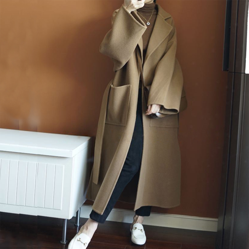 우아한 여성용 롱 코트 100% 순모 양면 소재 편안한 - Women Formal Wear Coat 리뷰 및 가격