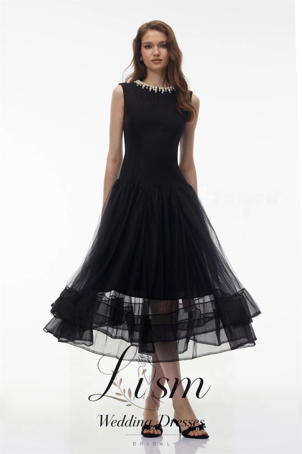리즘 화려한 블랙 프롬 드레스 진주 칼라 민소매 파티  - Women'S Formal Dinner Wear 리뷰 및 가격