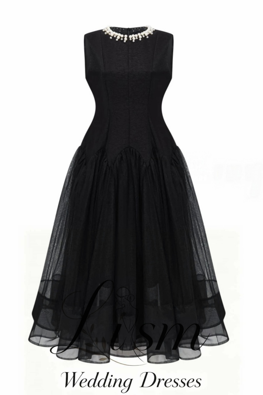 리즘 화려한 블랙 프롬 드레스 진주 칼라 민소매 파티  - Women'S Formal Dinner Wear 리뷰 및 가격