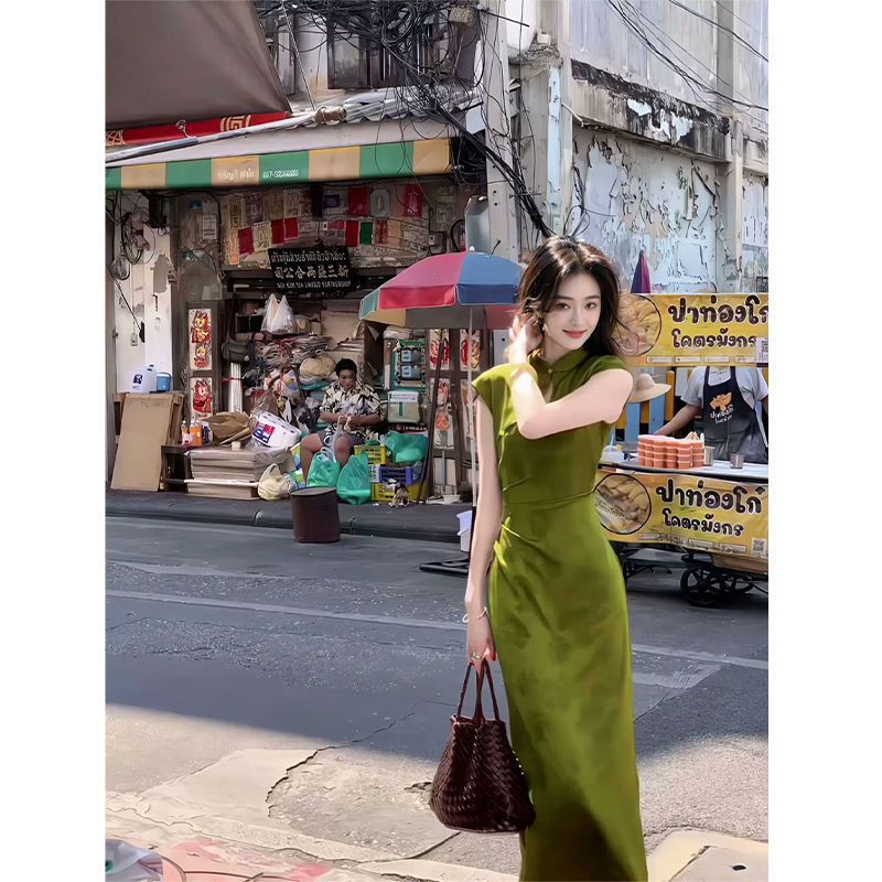 2024 새로운 녹색 중국 스타일 Cheongsam 빈 - Women'S Green Formal Wear 리뷰 및 가격