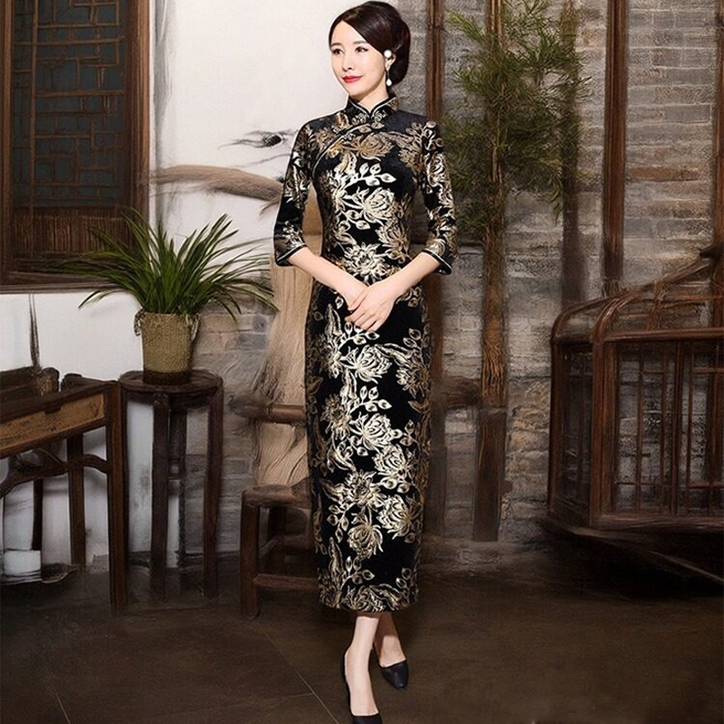 Qipao 여성 가을 ​​겨울 럭셔리 긴 소매 전통 보 - Women'S Red Formal Wear 리뷰 및 가격