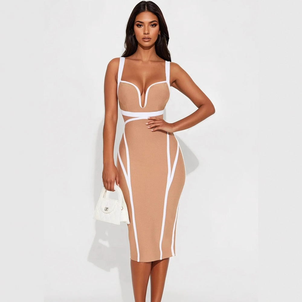 글램 컷 힙 랩 화이트 엣지 살구색 서스펜더 드레스 심 - Women'S Formal Dinner Wear 리뷰 및 가격