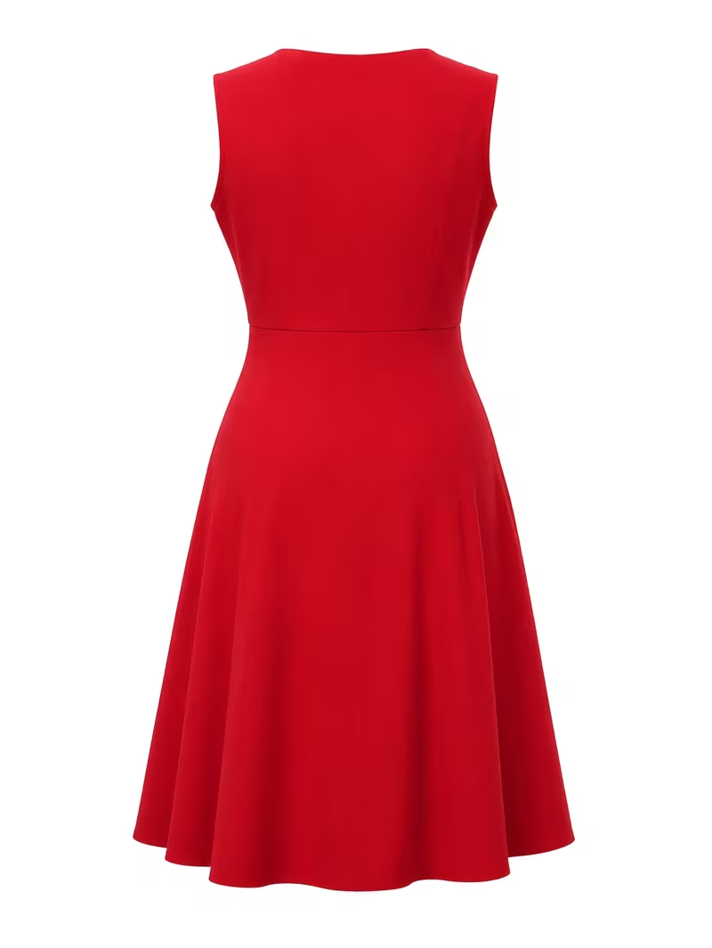 플러스 사이즈 여성 레드 폴카 도트 패치워크 민소매 우 - Women'S Red Formal Wear 리뷰 및 가격