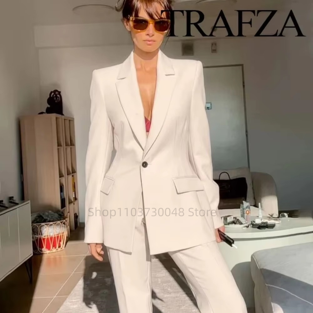 패션 오피스 여성 블레이저 및 바지 정장 세트, 화이트 - Woman Formal Wear 리뷰 및 가격