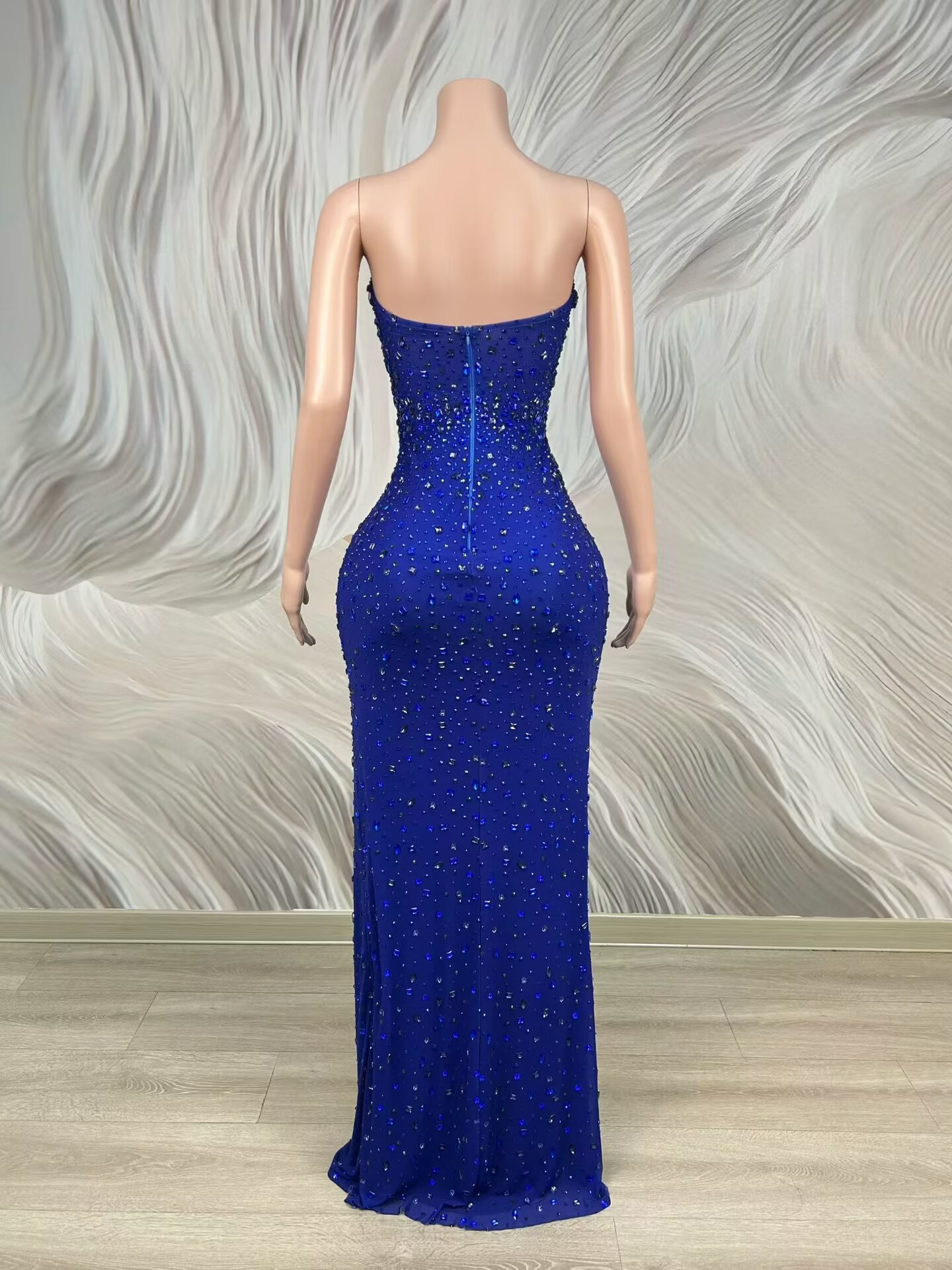 반짝이는 라인스톤 블루 스트랩리스 이브닝 가운 갈라 프 - Women'S Red Formal Wear 리뷰 및 가격