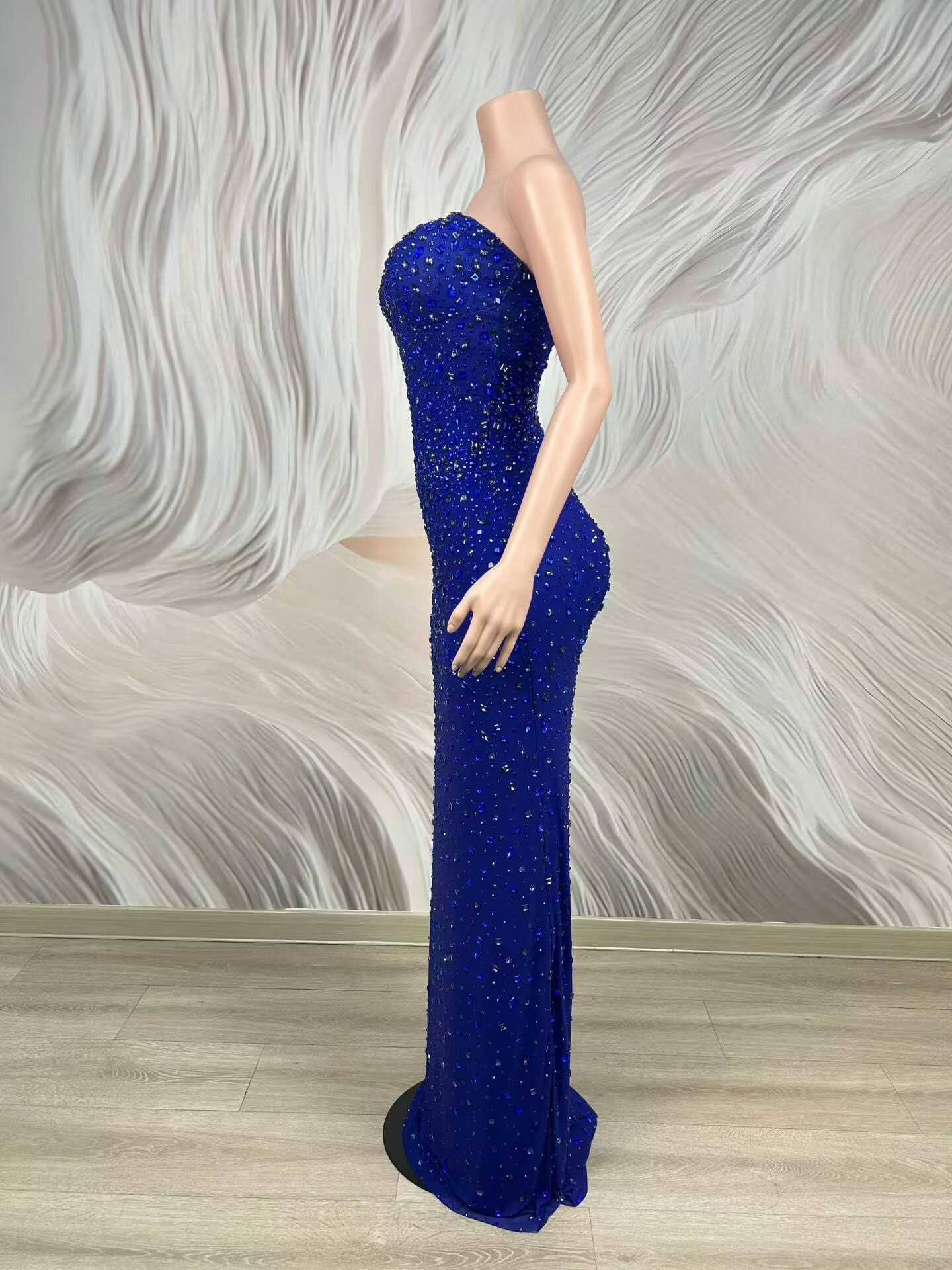 반짝이는 라인스톤 블루 스트랩리스 이브닝 가운 갈라 프 - Women'S Red Formal Wear 리뷰 및 가격